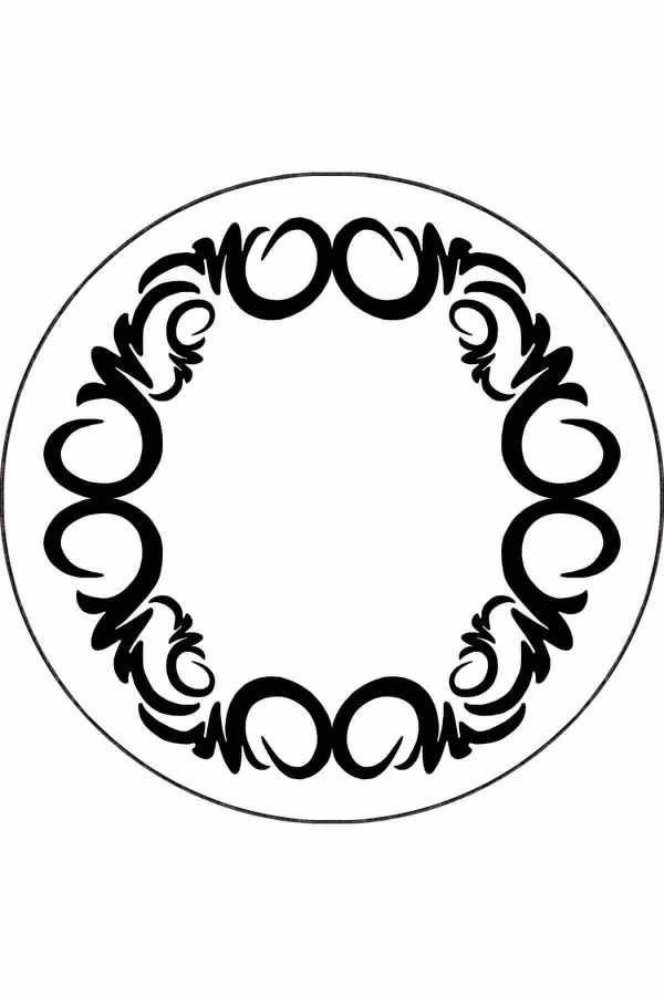 Beyaz Çerçeveli Kaymaz Taban Yıkanabilir Yuvarlak Halı AR596