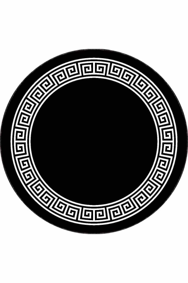 Siyah Çerçeveli Kaymaz Taban Yıkanabilir Yuvarlak Halı AR601