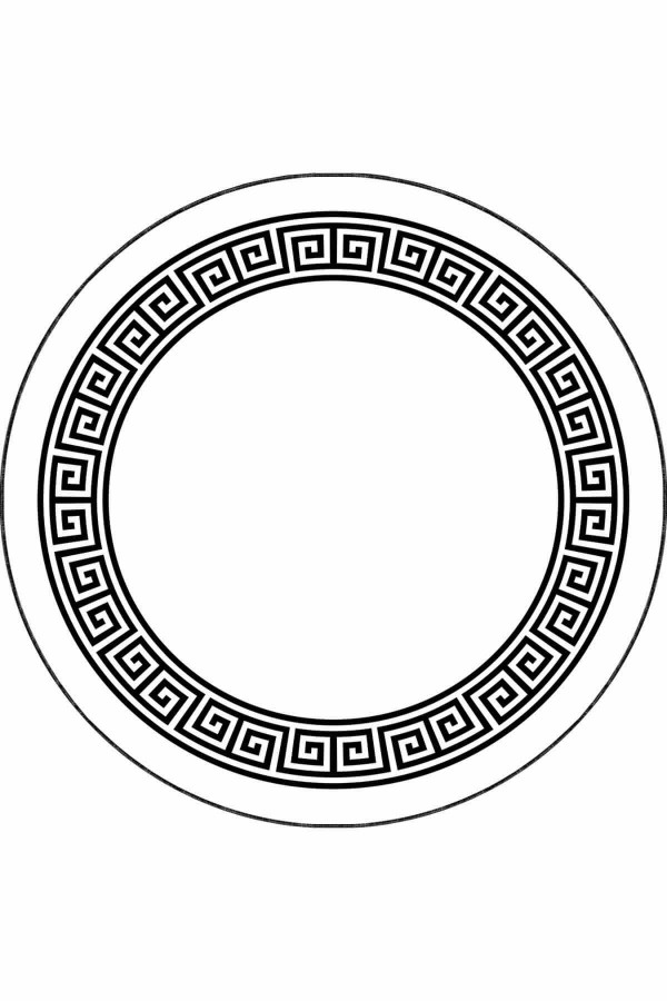 Beyaz Çerçeveli Kaymaz Taban Yıkanabilir Yuvarlak Halı AR602