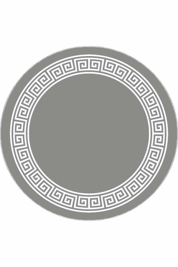 Gri Çerçeveli Kaymaz Tabanlı Yıkanabilir Yuvarlak Halı AR603