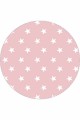 Pembe Yıldızlı Kaymaz Taban Yıkanabilir Yuvarlak Halı AR606
