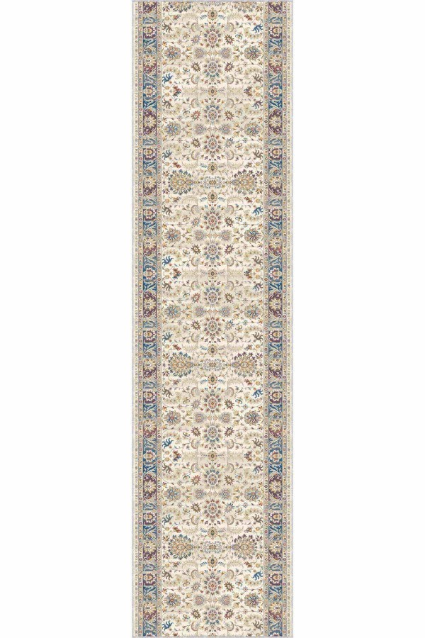 Krem Kaymaz Klasik Motifli Kesme Rulo Özel Ölçü Yolluk AR657