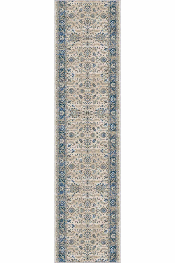 Mavi Kaymaz Klasik Motifli Kesme Rulo Özel Ölçü Yolluk AR666