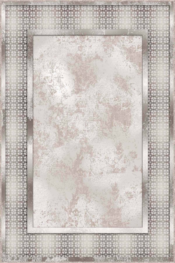 Bej Çerçeveli Kaymaz Tabanlı Makinede Yıkanabilir Halı AR714