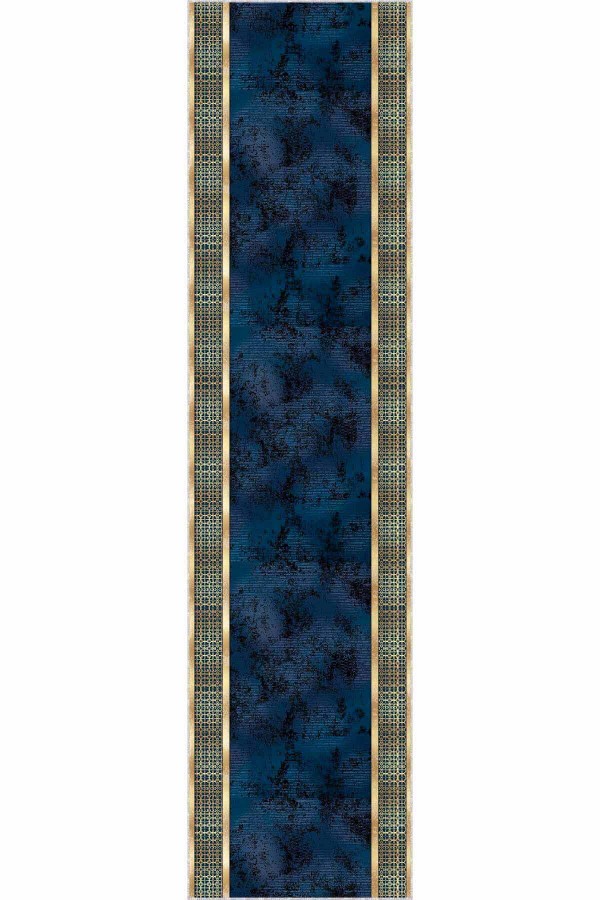 Lacivert Gold Kaymaz Çerçeveli Özel Ölçü Rulo Yolluk AR721