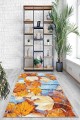 Turuncu 3D Üç Boyutlu Kaymaz Tabanlı Dekoratif Halı AR785