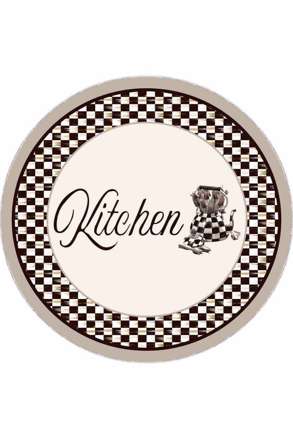 Kahve Kaymaz Tabanlı Mackenzie Yuvarlak Mutfak Halısı AR870