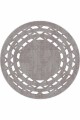 Gri Çerçeveli Kaymaz Tabanlı Yıkanabilir Yuvarlak Halı AR935