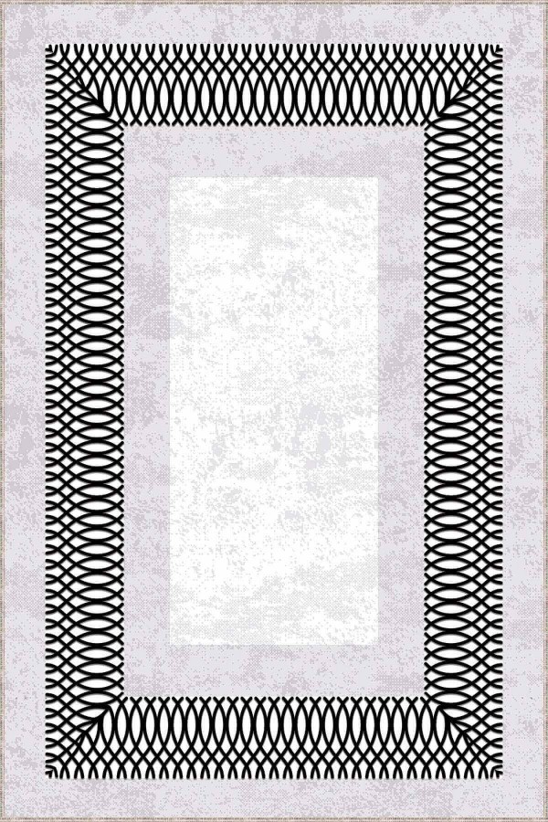 Gri Çerçeveli Kaymaz Tabanlı Makinede Yıkanabilir Halı AR938