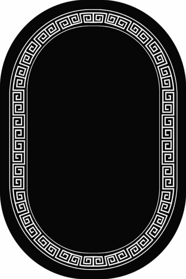 Siyah Çerçeve Temalı Oval Banyo Klozet Paspas Seti BS076