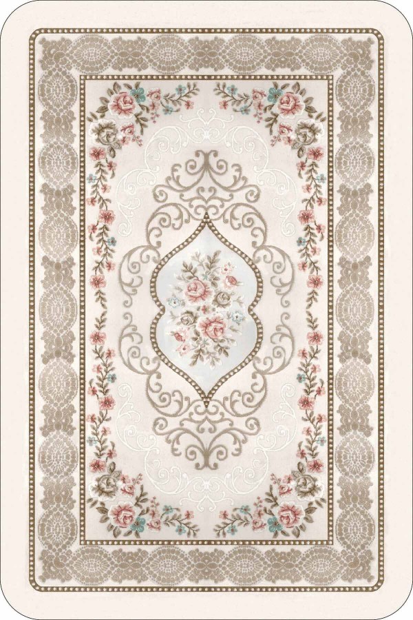 Bej Modern Klasik Banyo Halısı Klozet 2'li Paspas Seti BS277