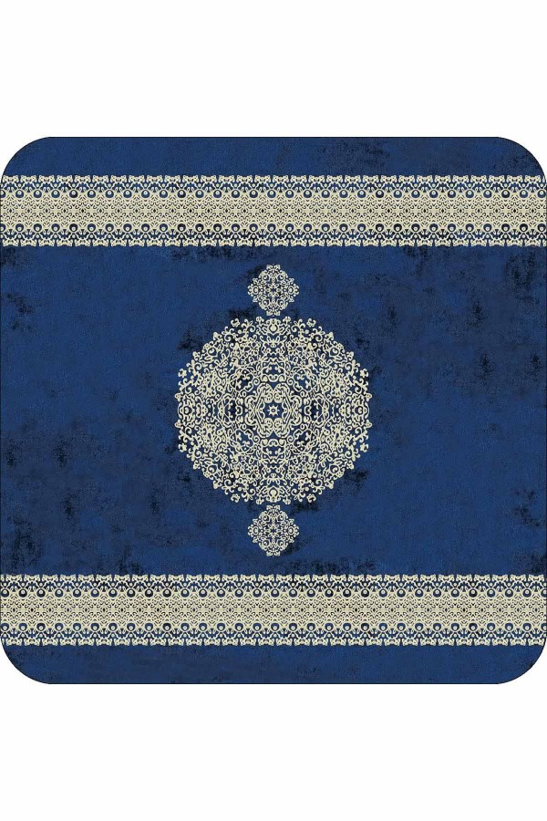 Mavi Modern Klasik Banyo Halısı Klozet Paspas Seti BS280