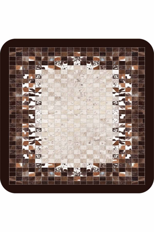 Kahve Deri Görünümlü Banyo Halısı Klozet Paspas Seti BS328