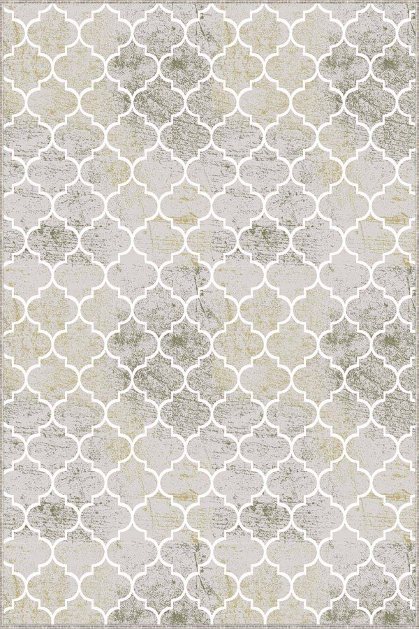 Yeşil Fas Desen Kaymaz Taban Makinede Yıkanabilir Halı FS01