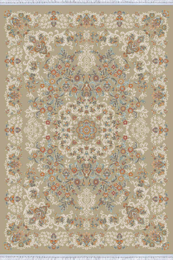 Bej Modern Dokuma Pamuk Tabanlı Kaymaz Kilim KLM051