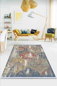 Çok Renkli Modern Dokuma Pamuk Taban Kaymaz Kilim KLM064