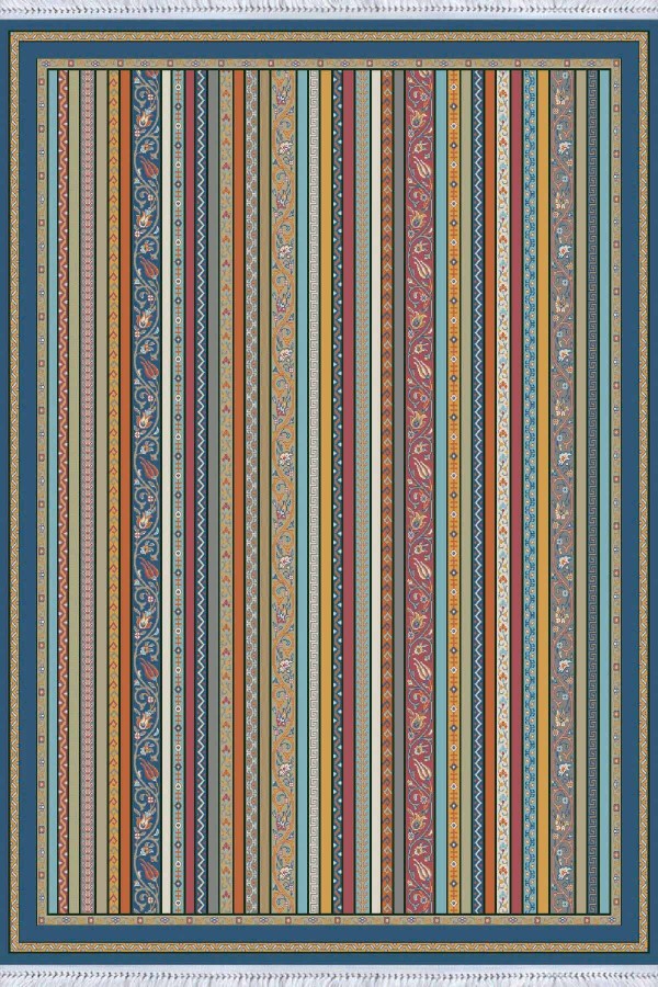 Çok Renkli Yöresel Dokuma Pamuk Taban Kaymaz Kilim KLM138