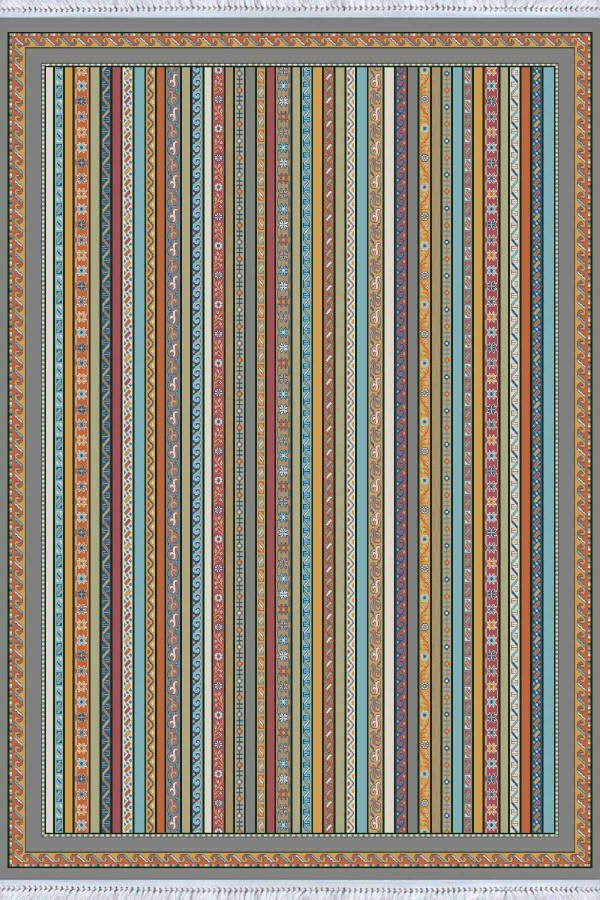 Çok Renkli Yöresel Dokuma Pamuk Taban Kaymaz Kilim KLM163