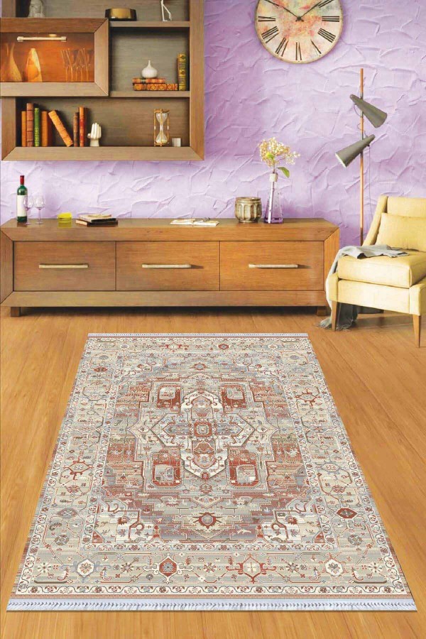 Taba Klasik Göbekli Dokuma Pamuk Taban Kaymaz Kilim KLM204