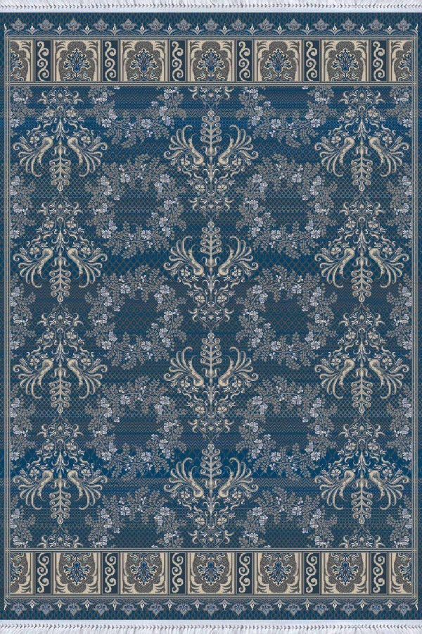 Mavi Vintage Dokuma Pamuk Tabanlı Kaymaz Kilim KLM221