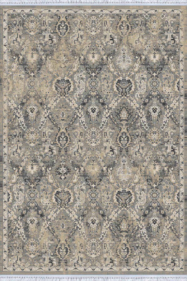 Gri Vintage Dokuma Pamuk Tabanlı Kaymaz Kilim KLM232