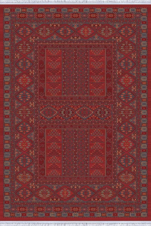 Bordo Yöresel Dokuma Pamuk Tabanlı Kaymaz Kilim KLM262