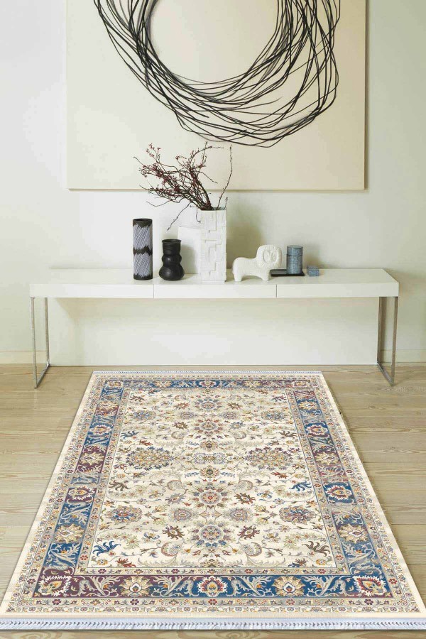 Çok Renkli Çerçeveli Dokuma Pamuk Taban Kaymaz Kilim KLM280