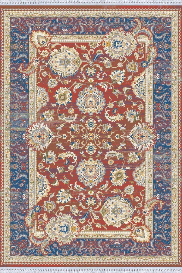 Kiremit Çerçeveli Dokuma Pamuk Taban Kaymaz Kilim KLM284