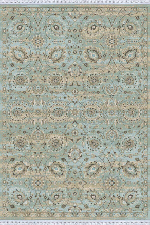 Turkuaz Vintage Dokuma Pamuk Taban Kaymaz Kilim KLM303