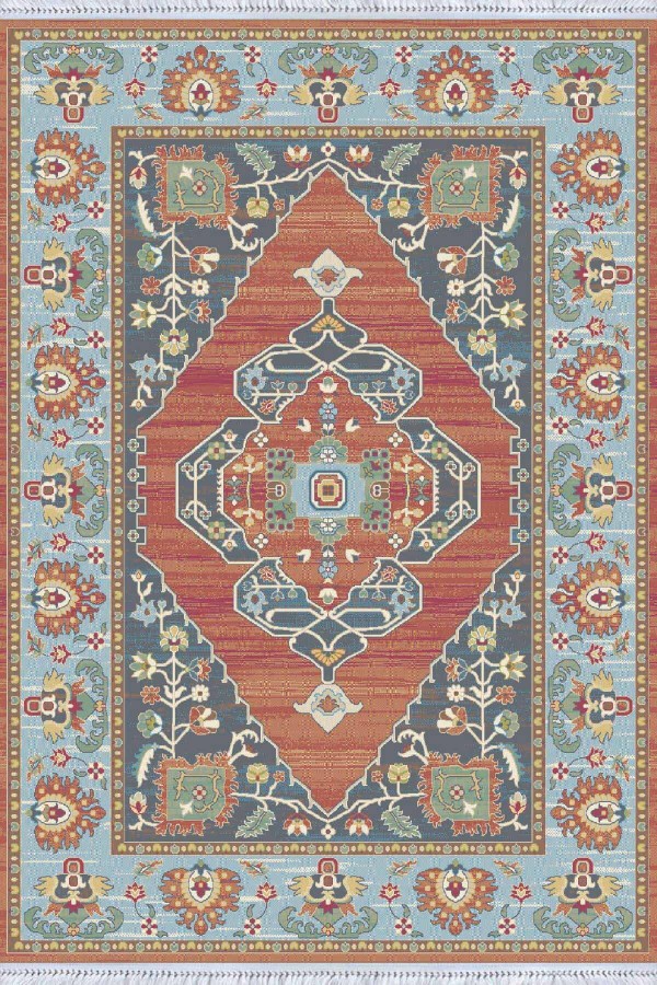 Kiremit Göbekli Dokuma Pamuk Taban Kaymaz Kilim KLM313