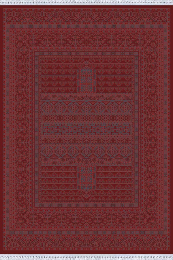 Bordo Yöresel Dokuma Pamuk Tabanlı Kaymaz Kilim KLM322