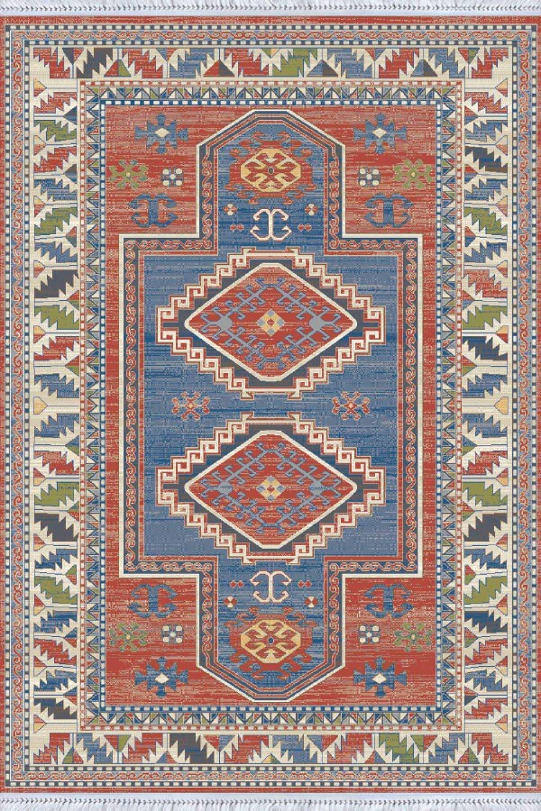 Kiremit Göbekli Dokuma Pamuk Taban Kaymaz Kilim KLM325