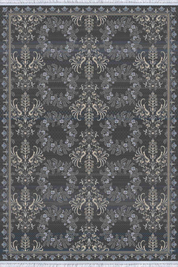 Antrasit Vintage Dokuma Pamuk Taban Kaymaz Kilim KLM338