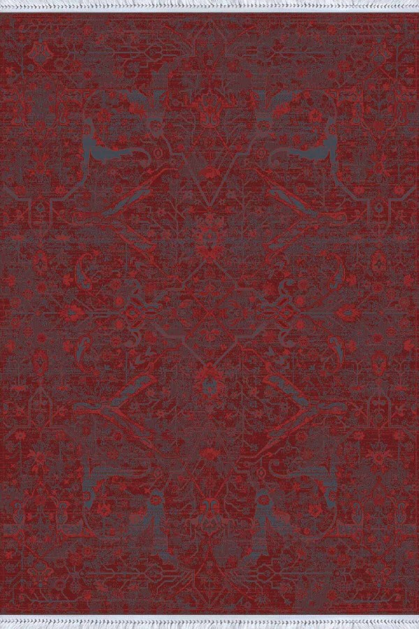 Bordo Yöresel Dokuma Pamuk Tabanlı Kaymaz Kilim KLM358