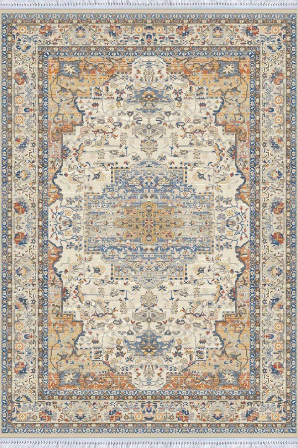 Renkli Klasik Göbekli Dokuma Pamuk Taban Kaymaz Kilim KLM375