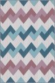 Pembe Turkuaz Zigzag Kaymaz Tabanlı Dekoratif Halı KN003