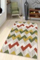Yeşil Sarı Tarçın Zigzag Kaymaz Tabanlı Dekoratif Halı KN004