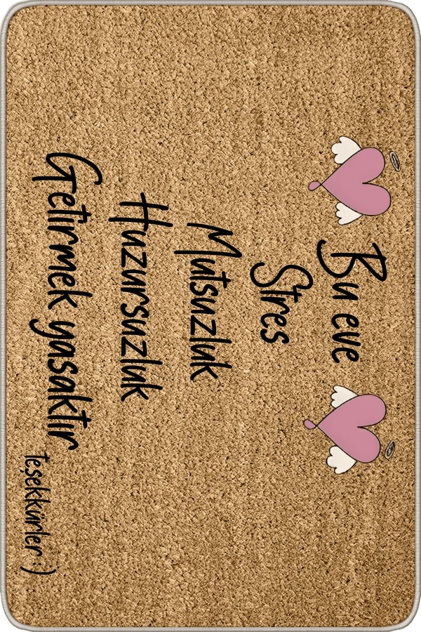 Bej Dışardan Stres Getirmek Yasaktır Kapı Önü Paspası KP01