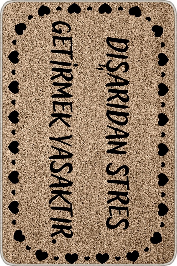 Bej Stres Getirmek Yasaktır Kapı Önü Paspası KP12