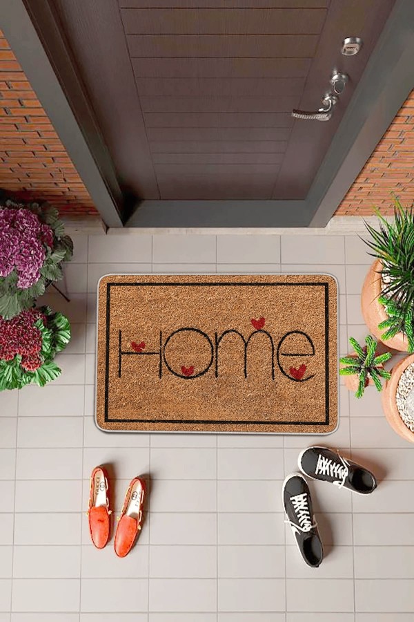 Bej Home Temalı Kapı Önü Paspası KP18