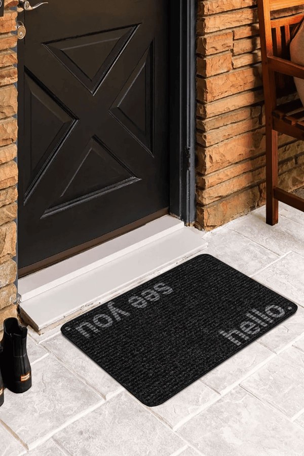 Siyah Hello Bye Kapı Önü Paspası KP22