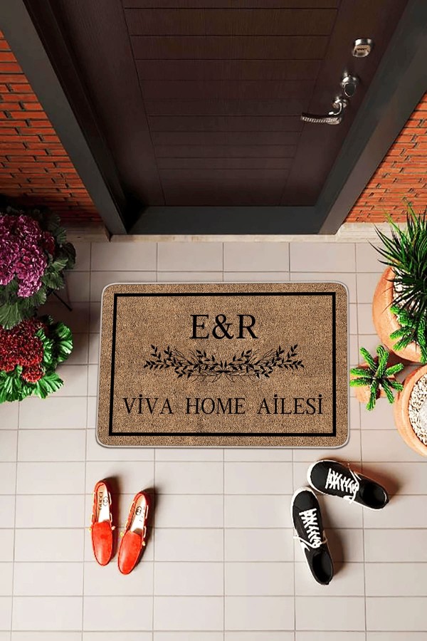 Bej İsim Yazılı Kapı Önü Paspası KP30