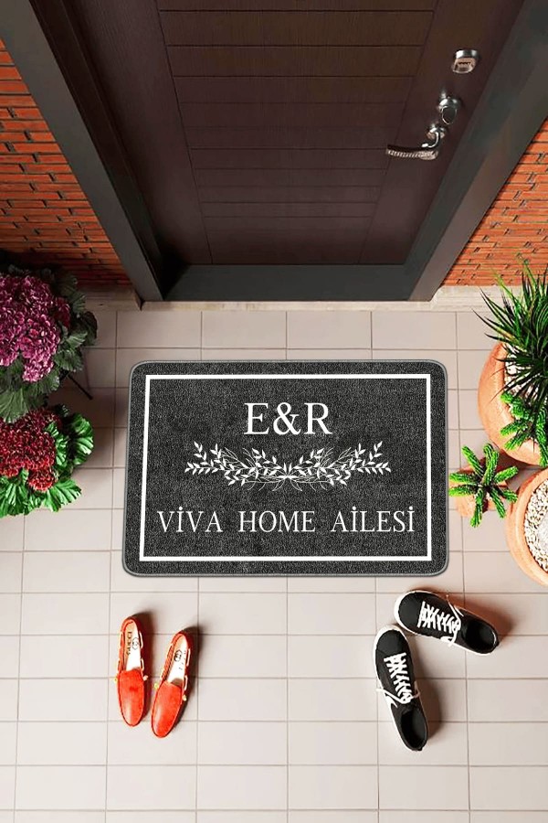 Siyah İsimli Kişiye Özel Kapı Önü Paspası KP33