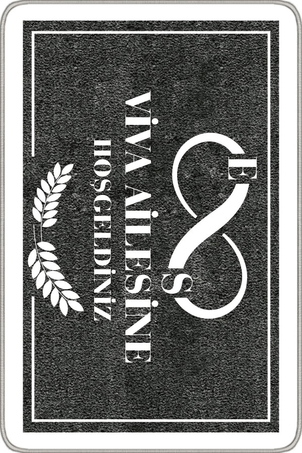 Siyah İsimli Tasarım Kapı Önü Paspası KP35