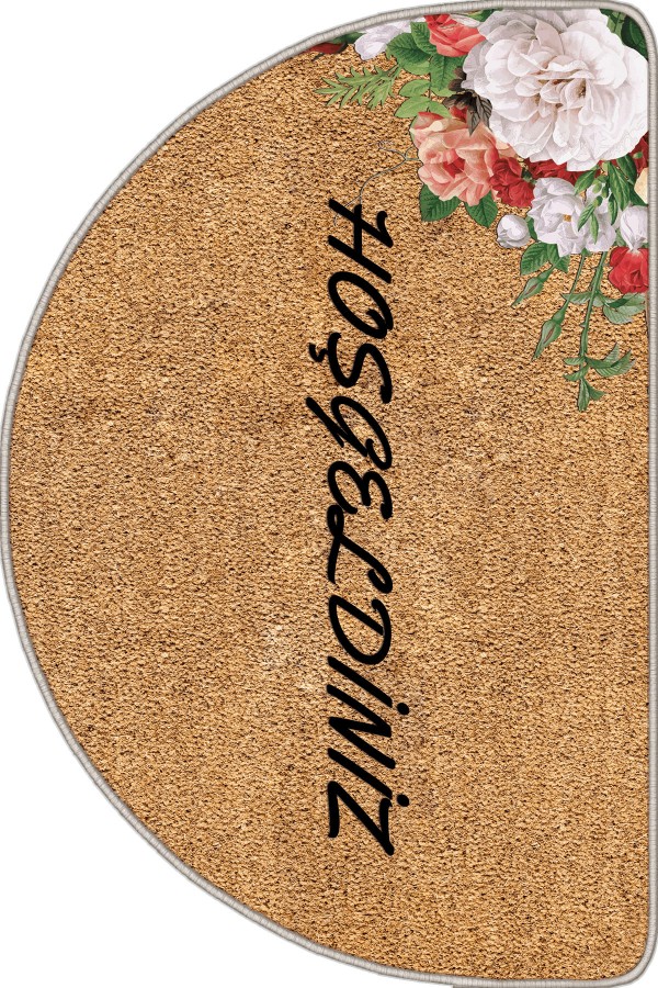 Bej Hoşgeldiniz Desenli Kapı Önü Paspası KP36