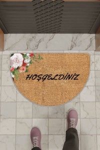 Bej Hoşgeldiniz Desenli Kapı Önü Paspası KP36