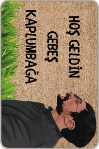 Bej Komik Hoşgeldin Gebeş Kaplumbağa Kapı Önü Paspası KP39