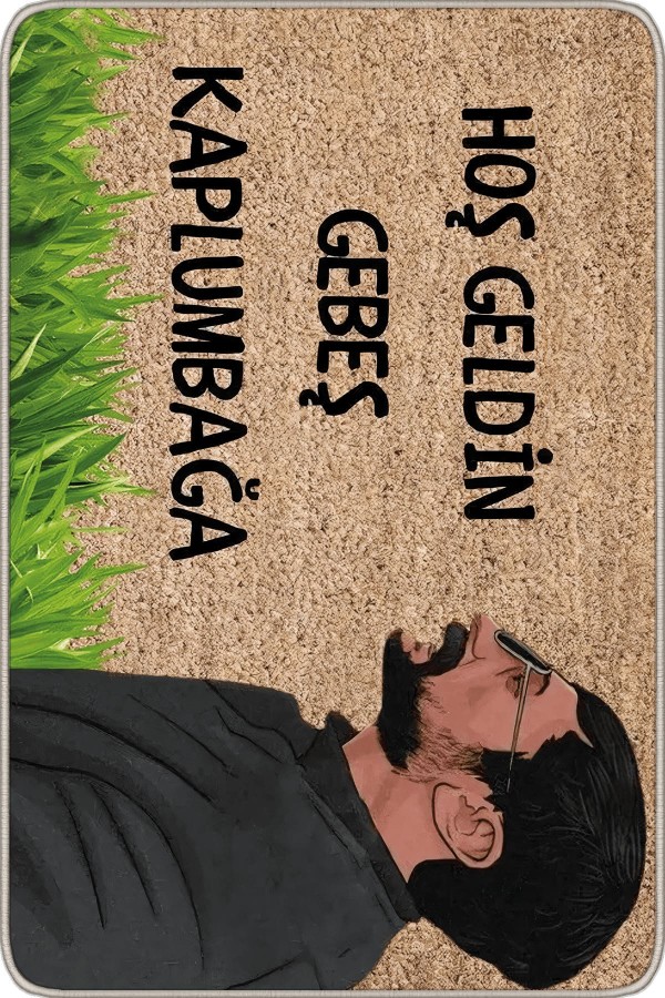 Bej Komik Hoşgeldin Gebeş Kaplumbağa Kapı Önü Paspası KP39