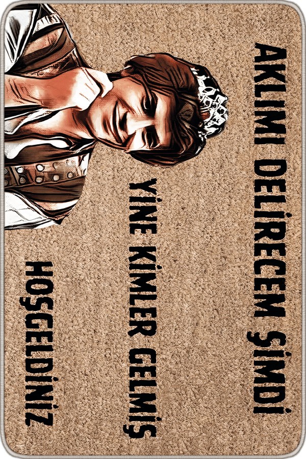 Bej Komik Aklımı Delirecem Şimdi Kapı Önü Paspası KP41