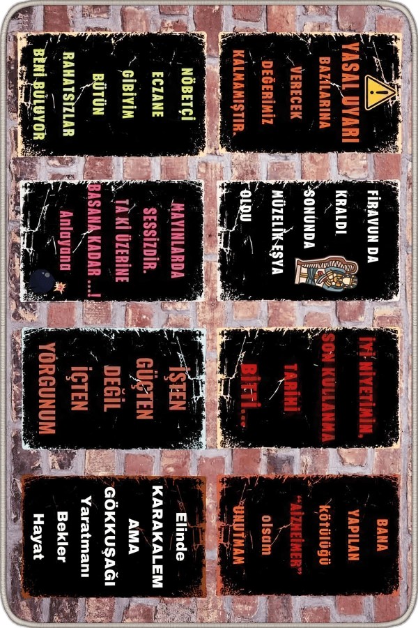 Siyah Komik Duvar Yazıları Kapı Önü Paspası KP42